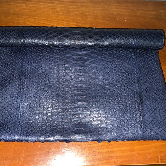 W.H. Petronela Handbags - W. H. Petronela Python Clutch-Navy